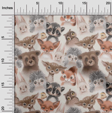Cotton Poplin Twill Brown Fabric Animals Watercolor Sewing Fabric By The Yard Printed DIY Clothing Sewing Supplies 56