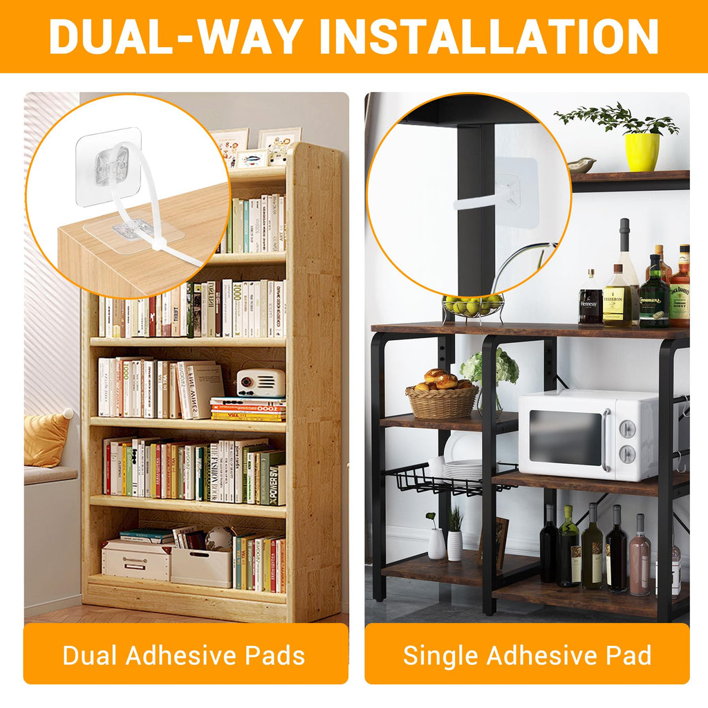 No Drill Furniture Anchors Adhesive (10 Packs) for Baby Proofing, Adjustable Anti-Tip Furniture Wall Safety Straps
