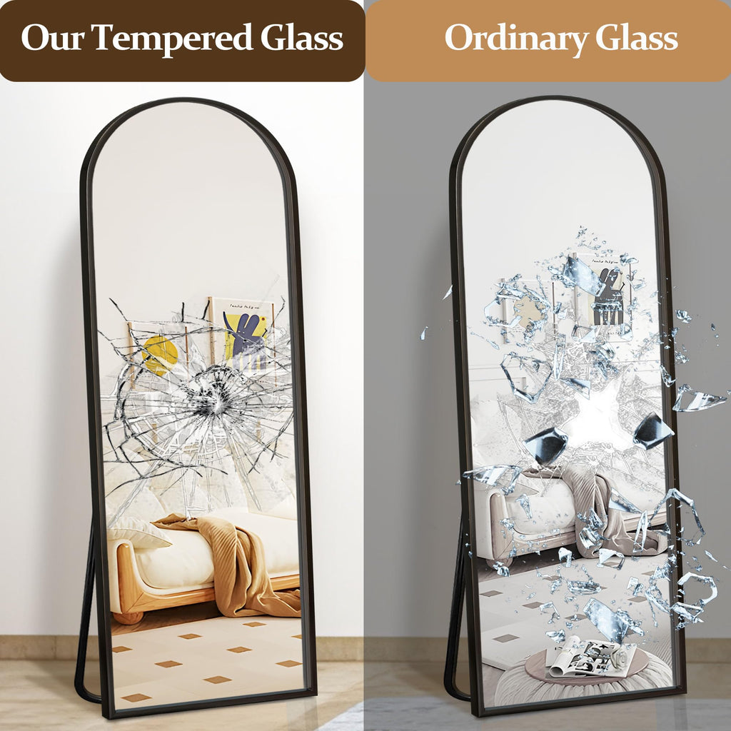 Arched Full Length Mirror with Stand, 57"x20" Full Body Mirror Standing Hanging or Leaning Wall, Arch Wall Mirror