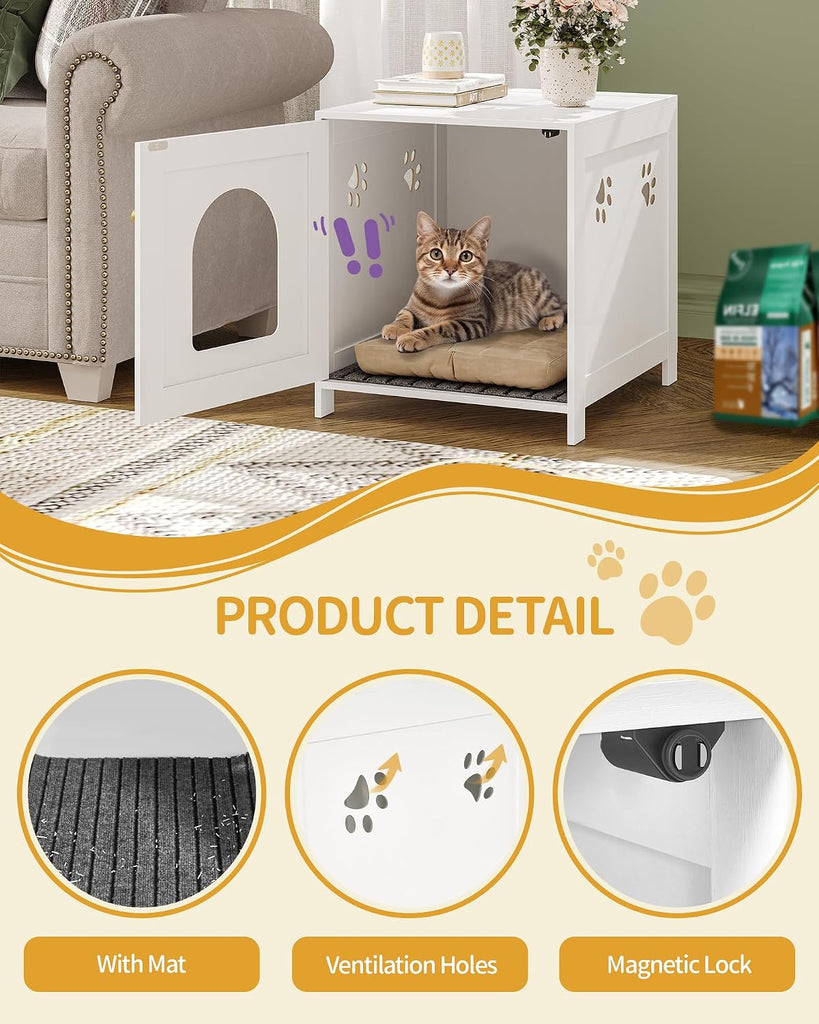 Cat Litter Box Enclosure, 21 inches Hidden Litter Box Furniture