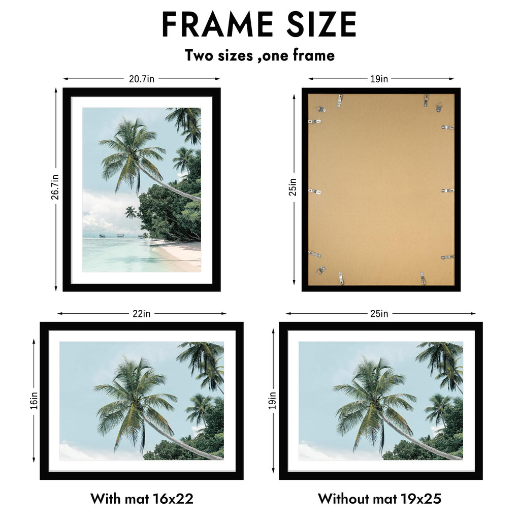 19x25 Frame, Black Wood Style, Wall Mounting