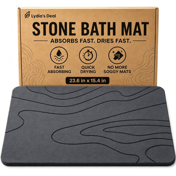 Stone Bath Mat - Non-Slip Diatomaceous Earth Shower Mat, Super Absorbent & Quick-Drying Bathroom Floor Mat