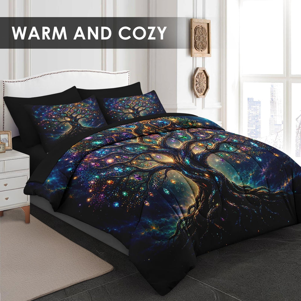 7 Pcs Queen Size Comforter Set, Tree Crystal Bedding