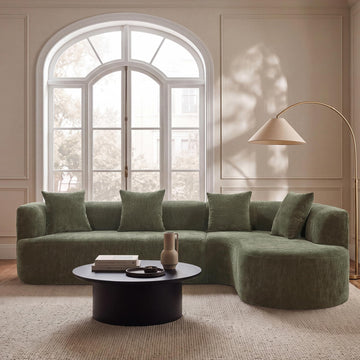 116.5 Inch Boneless Curved Cloud Sectional, Oversized L Shaped 4 Seater Chenille Modular Couch with High Resilience