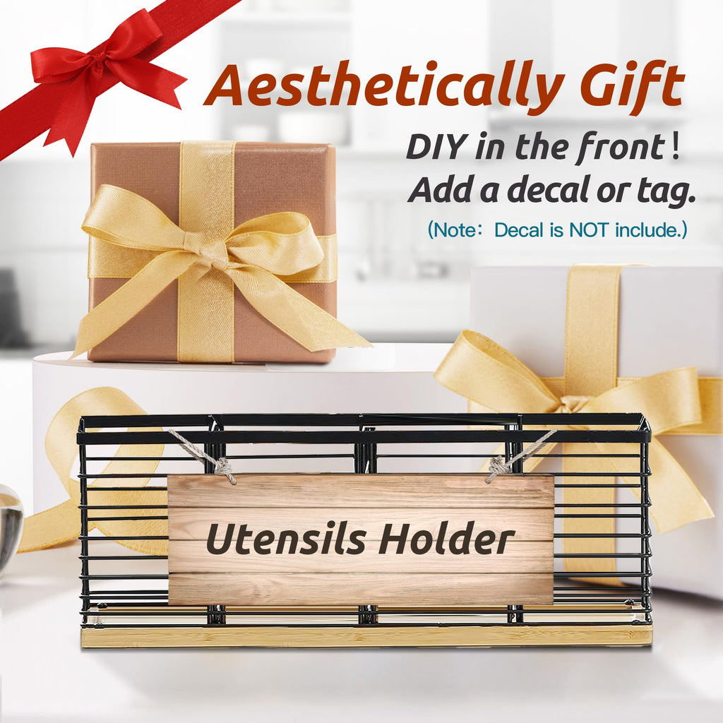Extra Large Kitchen Utensil Holder Countertop with Removable Divider