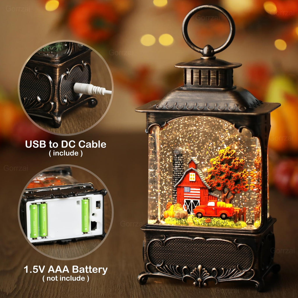 Fall Snow Globe Lantern Red Truck Fall Decorations