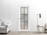 Planum 2122 | Interior French Single Pocket Door with Frosted Glass, Wooden, 30x80, White, Modern St