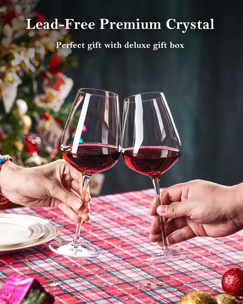 Hand Blown Italian Style Crystal Bordeaux Wine Glasses - Great Gift Packaging - Red Wine Glasses Lead-Free Premium