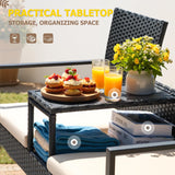 Greesum Patio Conversation Set Outdoor Wicker Furniture Sets with Soft Cushions and Built-in Coffee Table for Lawn