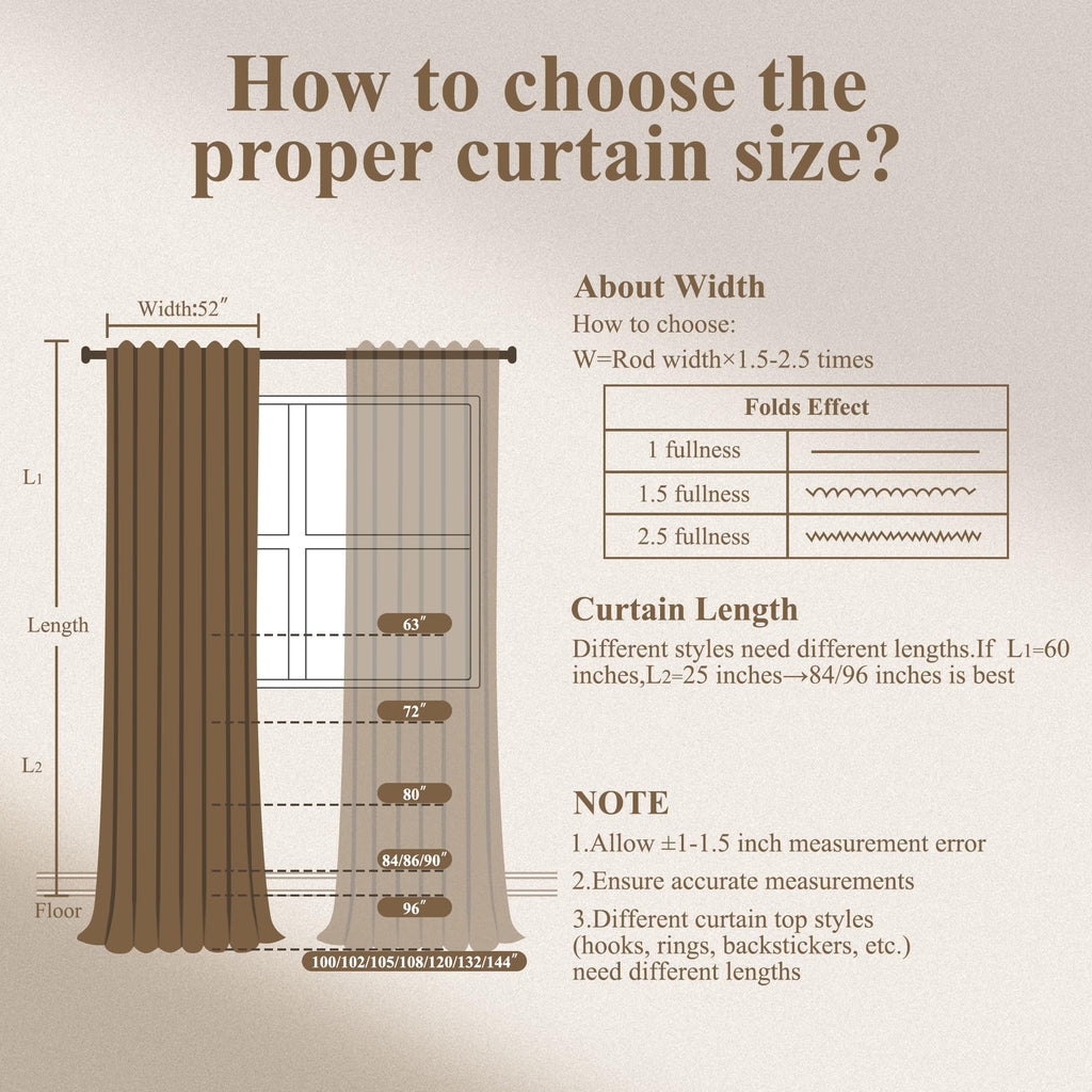 Extra Long Linen Curtains 120 Inch Ivory 2 Panels