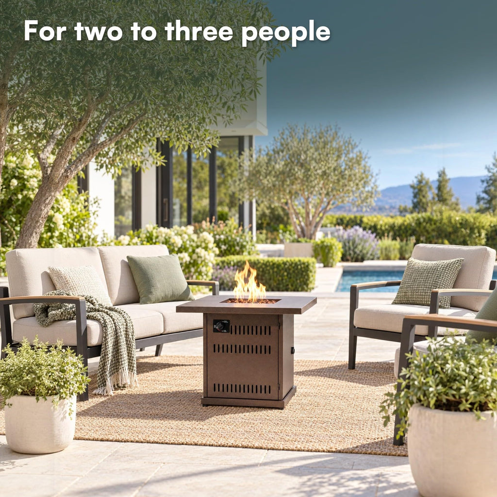 28" Square Steel Propane Propane Fire Pit Table Patio Heater 50, 000 BTU
