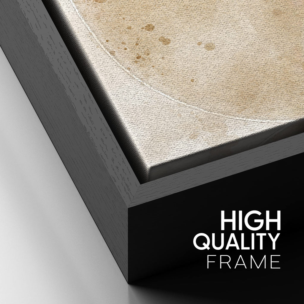 Framed Canvas Wall Art Brown, Biege and White Organic Circles and Lines Geometric Shapes Illustrations Minimalism