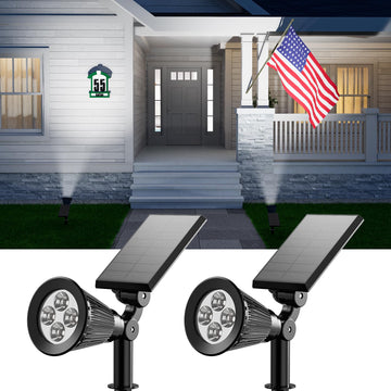2 Pack Solar Spot Lights Outdoor Cool White LED Waterproof Landscape