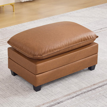 35'' Modern Leather Cloud Sofa Ottoman, Rectangle Ottoman for Modular Sectional Sofa, Leather Light Brown