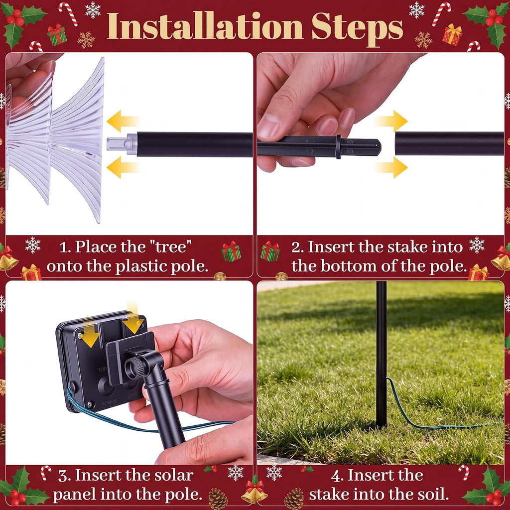 Solar Christmas Tree Pathway Lights Outdoor Decorations, 5 PCS