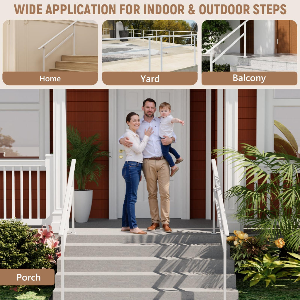 4-5 Step Hand Rails for Outdoor Steps White