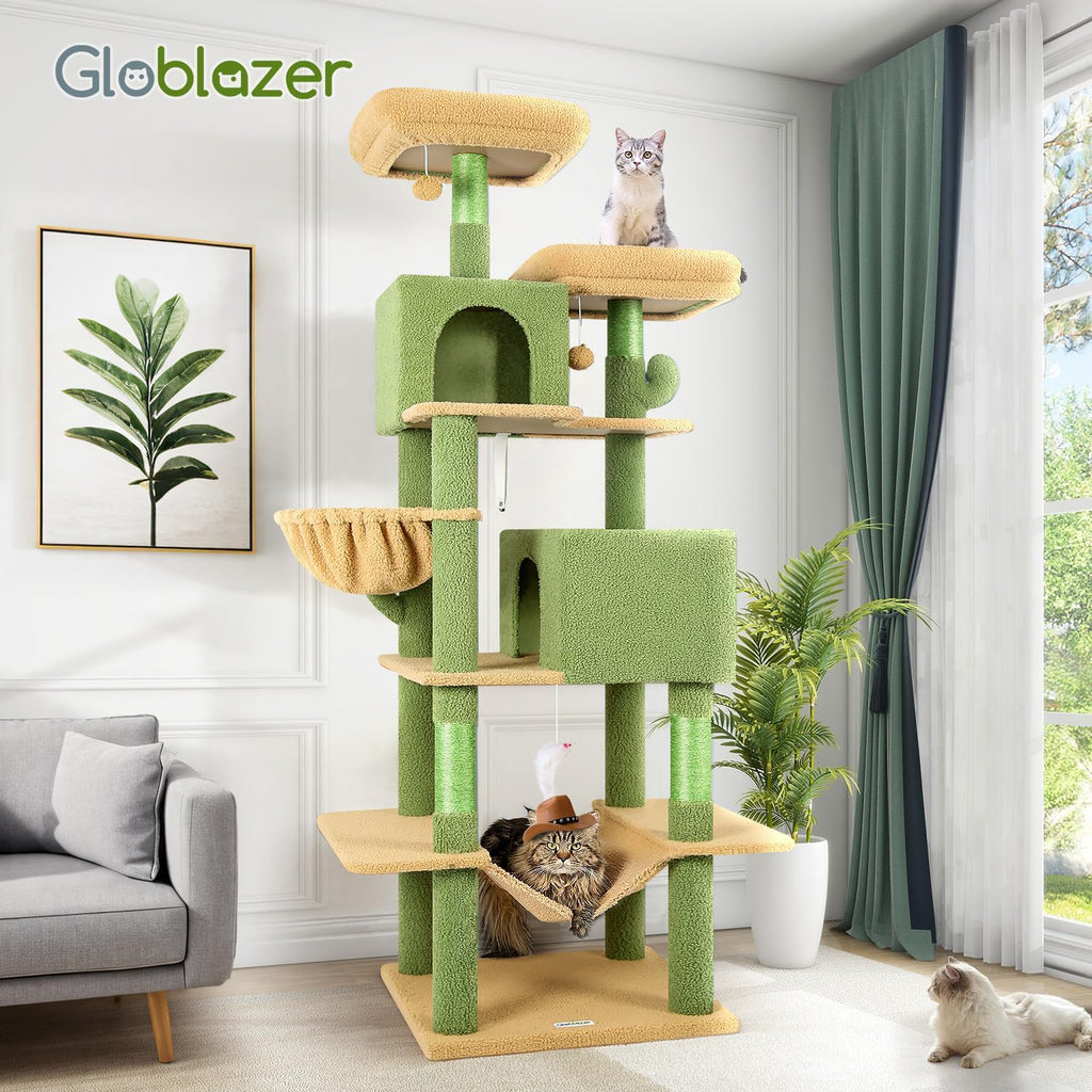 Extra Tall Cat Tree Tower for Indoor Cats, 76in, Cactus