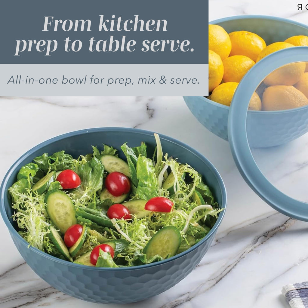 Mixing Bowls with Lids - 12 Piece Plastic Nesting Bowls Set includes 6 Prep Bowls and 6 Lids, Microwave Safe Mixing