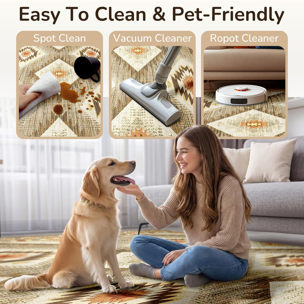 2'x5' Washable Area Rug Runner Cream/Camel
