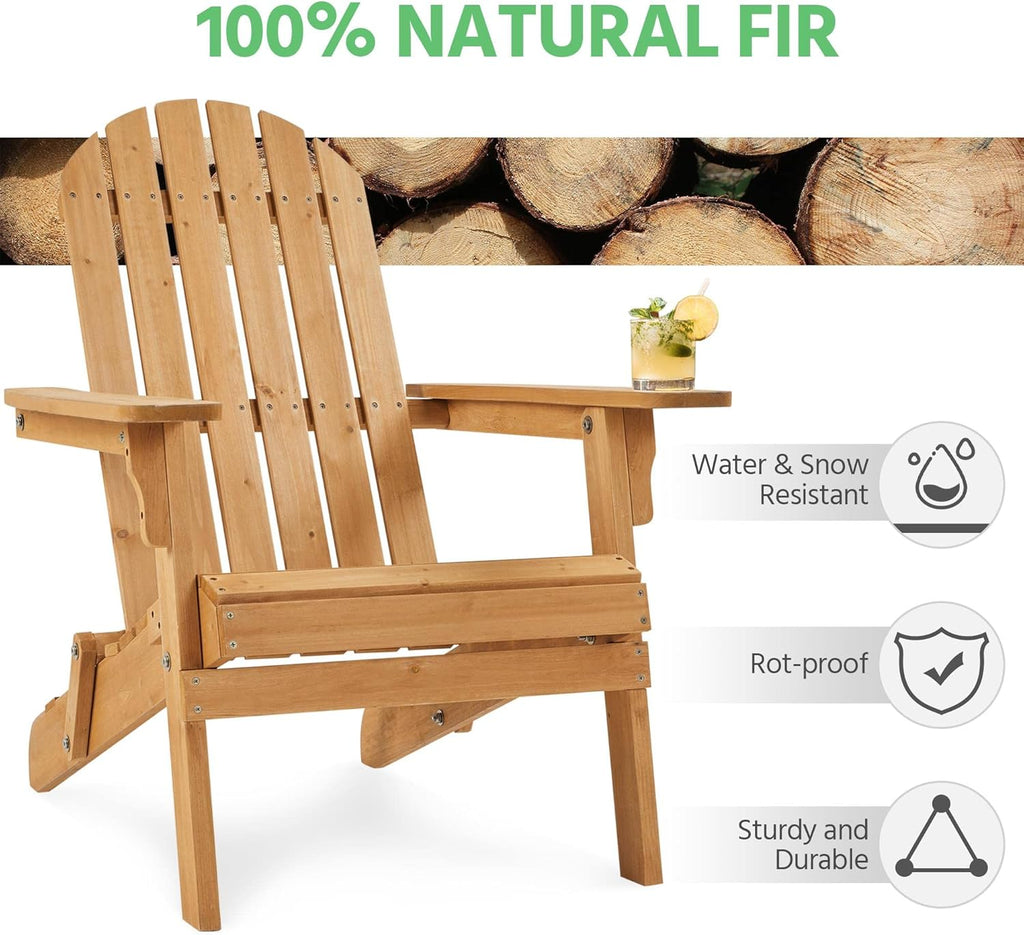 Folding Adirondack Chair Set of 2 Fire Pit,Honey Brown | Weather-resistant outdoor seating with a classic slatted