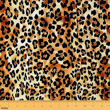 Leopard Print Outdoor Fabric by The Yard, Yellow Leopard Fur for Women Craft Lover, African Cheetah Wildlife Skin Print