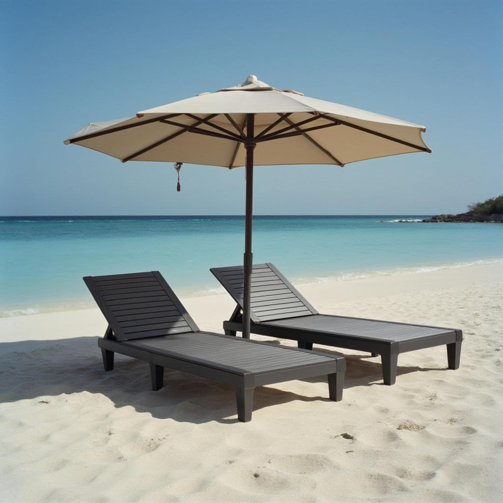 Lounge Chair Outdoor, Tanning Chair, Chaise Lounge Outdoor Set of 2 | 5 Adjustable Positions, Waterproof &