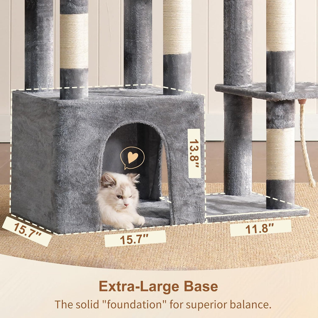 Heavy Duty Cat Tree with Large Base for Large Indoor Cats