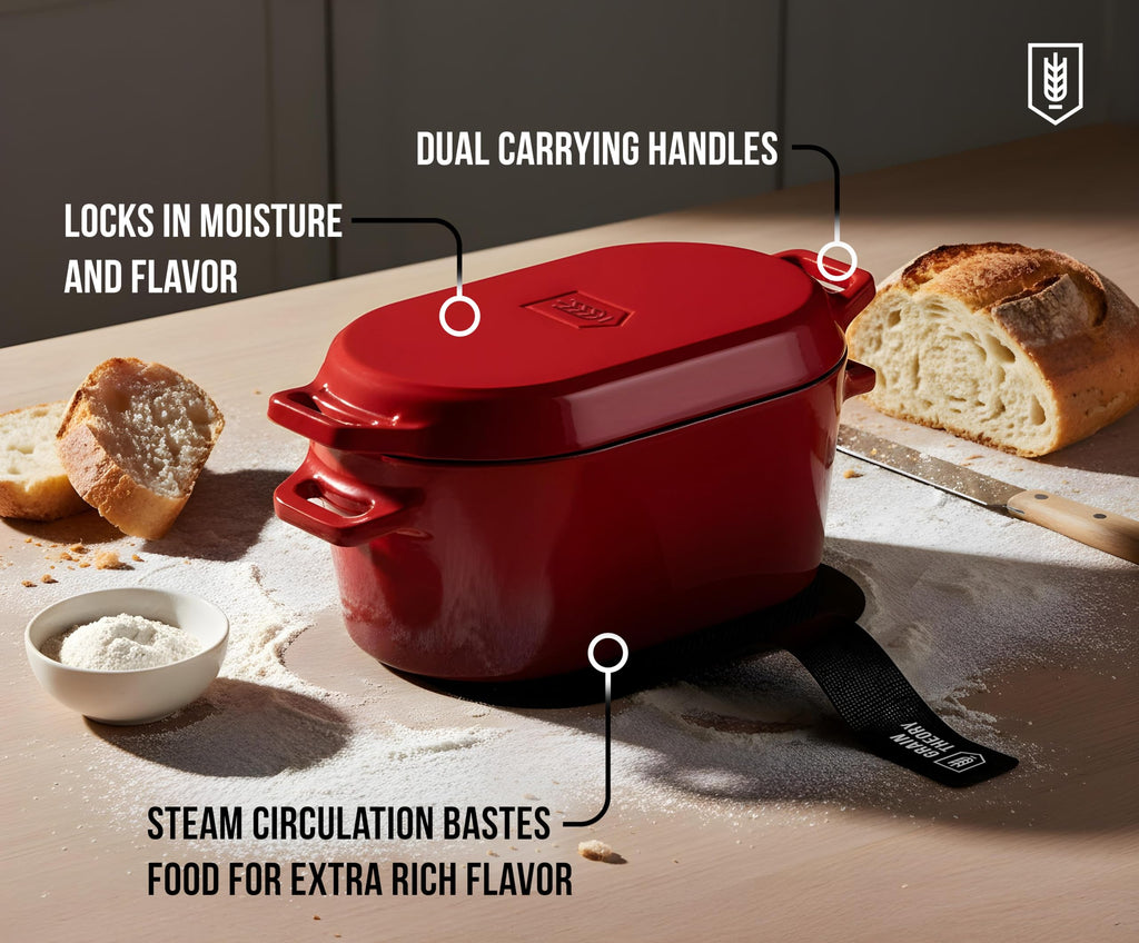 Oval Dutch Oven, for Bread Baking, Sourdough Loaf Pan, Dual Handles, Enameled Cast Iron, with Sling, Dishwasher Safe