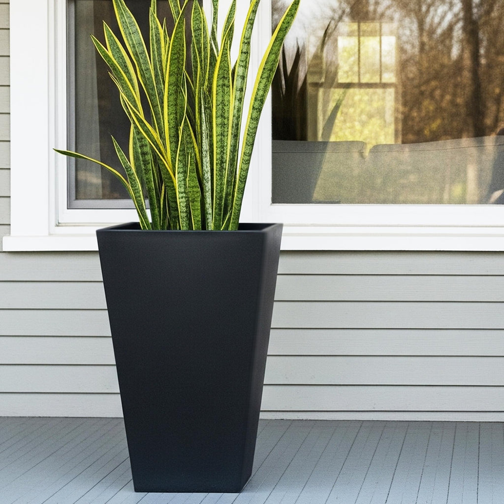 20" Tall Planters Set of 2, Black Tall Plant Pots for Indoor Outdoor