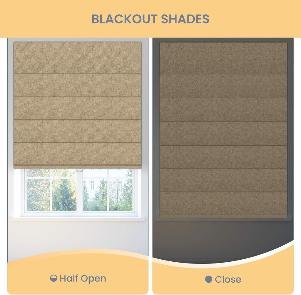 Blackout Roman Shades for Indoor Windows, Cordless Roman Blinds for Windows, Thermal Insulated Window Shades for Door