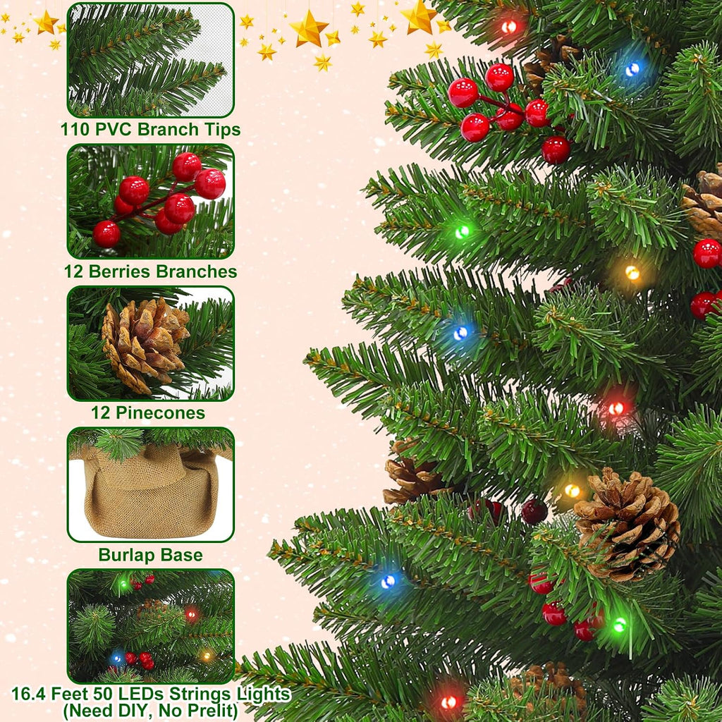 Timer 3 ft Artificial Mini Christmas Tree, Tabletop Small Christmas Trees