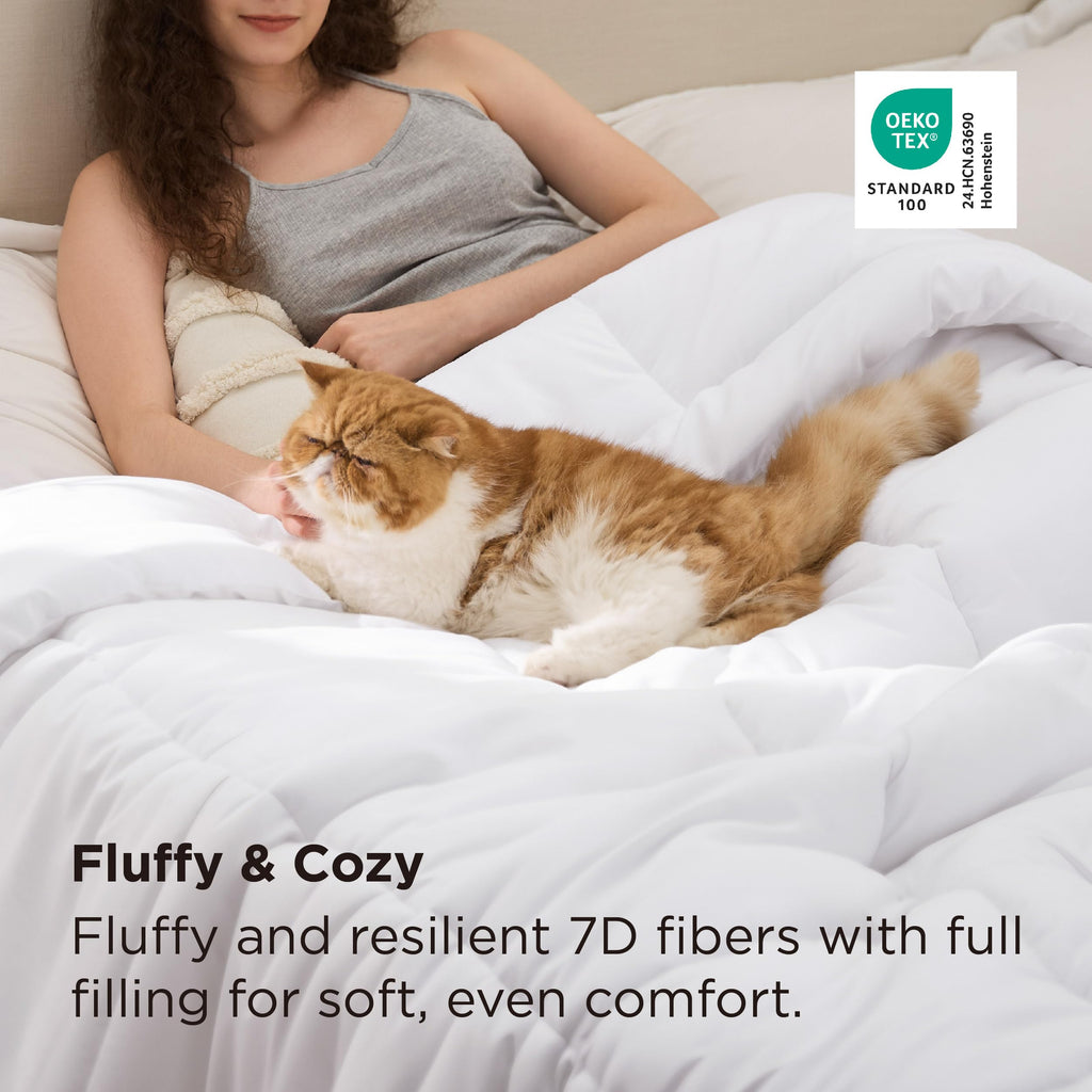 Oversized King Comforter Duvet Insert - Bed Comforter Quilted White