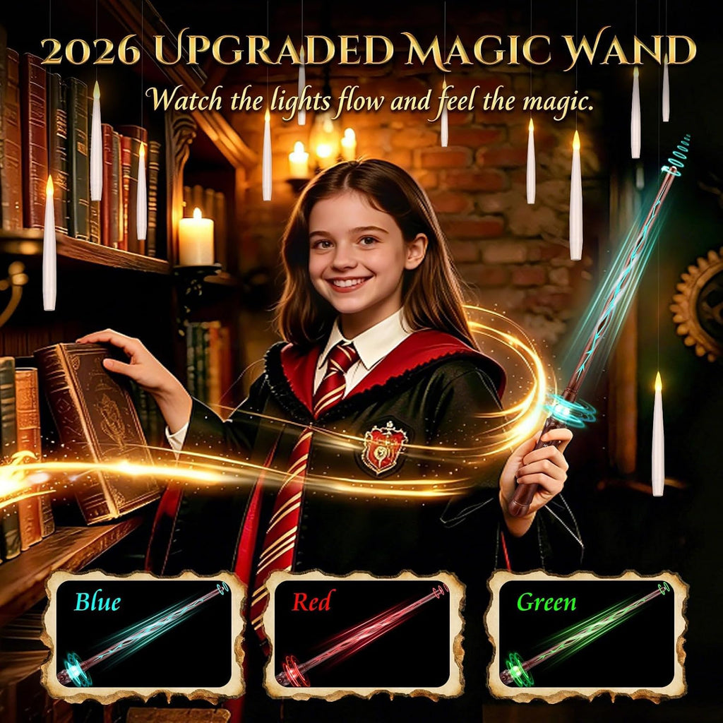 Upgraded Floating Candles with Wand for Halloween Decorations - Set of 20