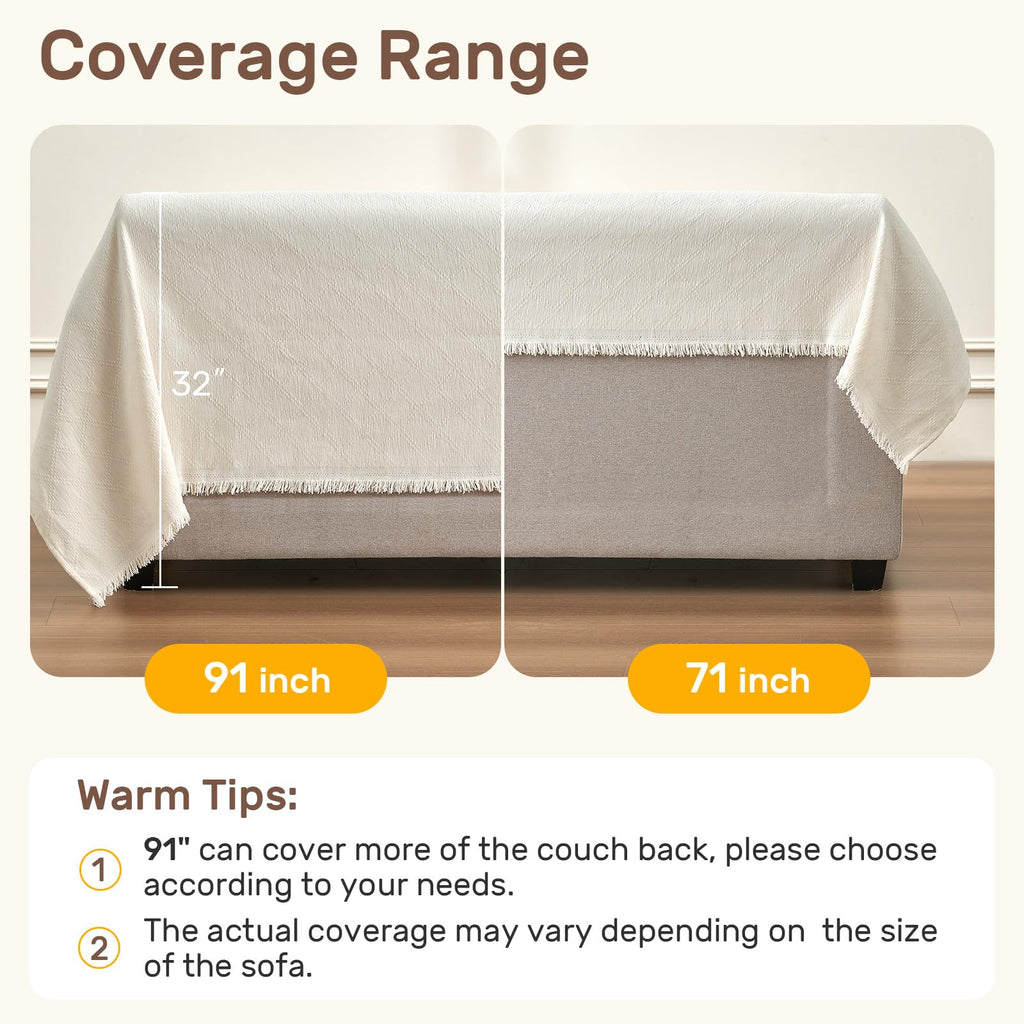 2 Pieces Sectional Couch Covers L Shaped, Cream White, XL