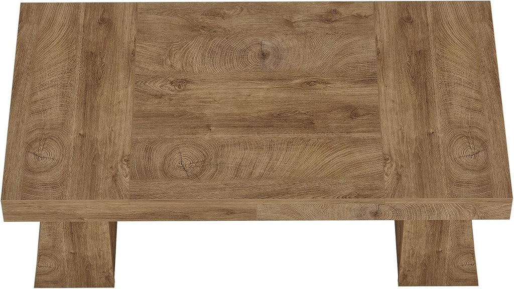 55" Executive Desk, Wooden Office Desk with Double Pedestal, Modern Simple Computer Writing Table, Light Brown