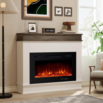 49" Electric Fireplace with Mantel, Fireplace TV Stand with 40" Electric Fireplace Heater, Low Noise, Remote Control