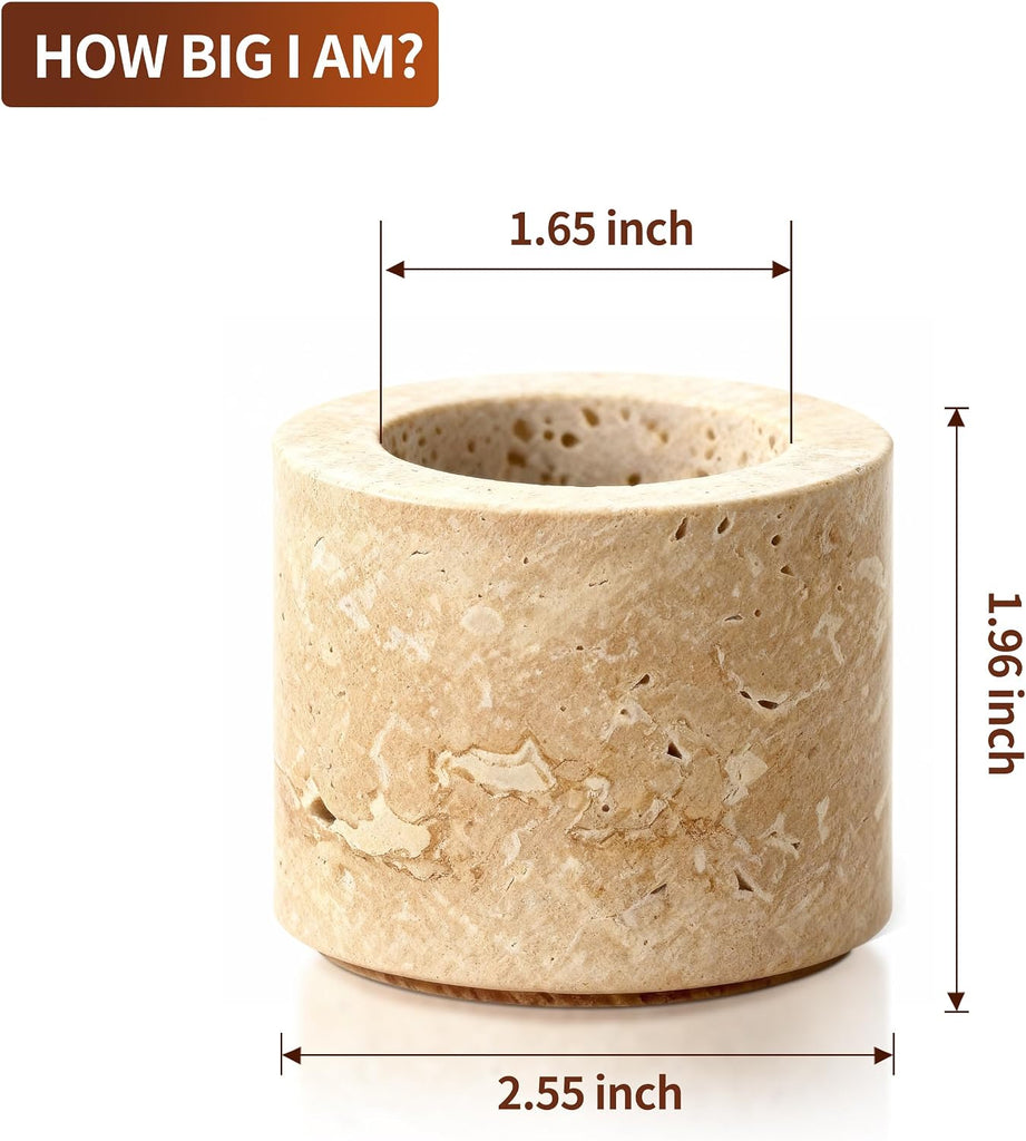 Travertine Match Holder with Striker, 2.6" x 2" Matches in a jar - Set of 2