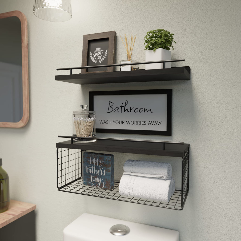Floating Shelves Decor Art, Modern Black