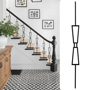 10 Pack Wrought Iron Balusters, 44" x1/2" Deck Balusters - Metal Stair Decorative Balusters Hollow - Stair Balusters
