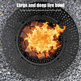 47 Inch Fire Pit with 2 Grills, Wood Burning Fire Pits for Outside with Lid & Poker, BBQ& Outdoor Firepit & Round Metal Table 3 in 1 for Patio - Image 4