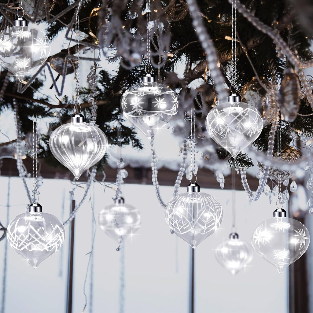 Clear Glass Christmas Balls Ornaments 2.36 Inch - Set of 12