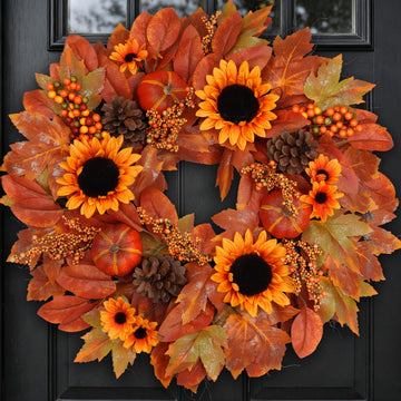26 in Artificial Fall Wreath, Sunflower Wreaths for Front Door