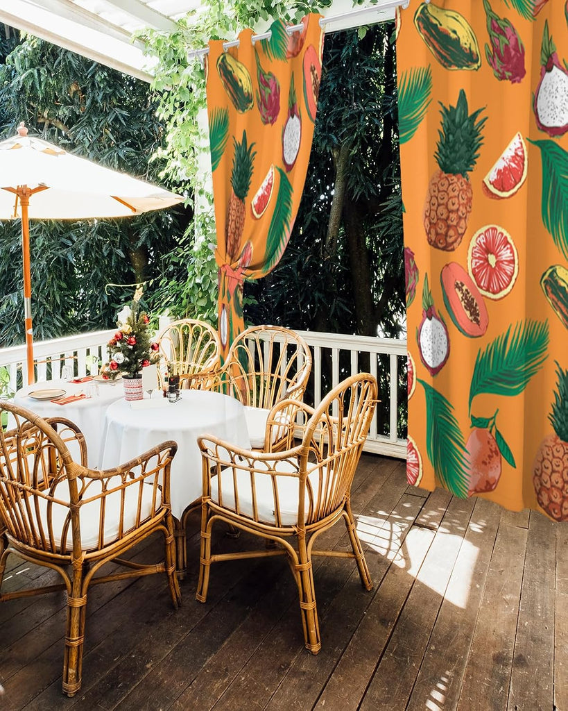 Outdoor Curtains Waterproof, Tropical Privacy Screen Outdoor Front Porch Decor, Grommet Outside Curtains for Porch