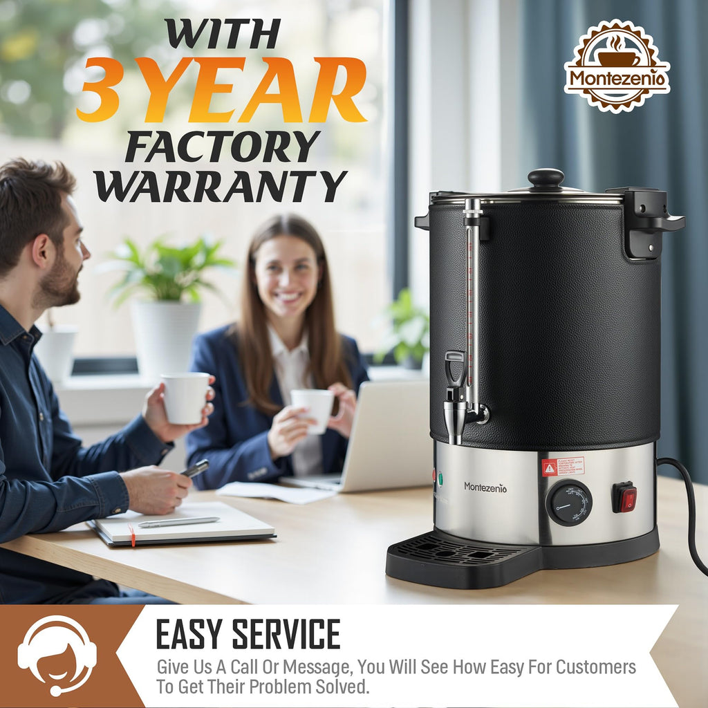 100 Cup Commercial Coffee Urn with Temp Control, Extra Large Coffee Maker | 1500W Double Insulated 304 Stainless
