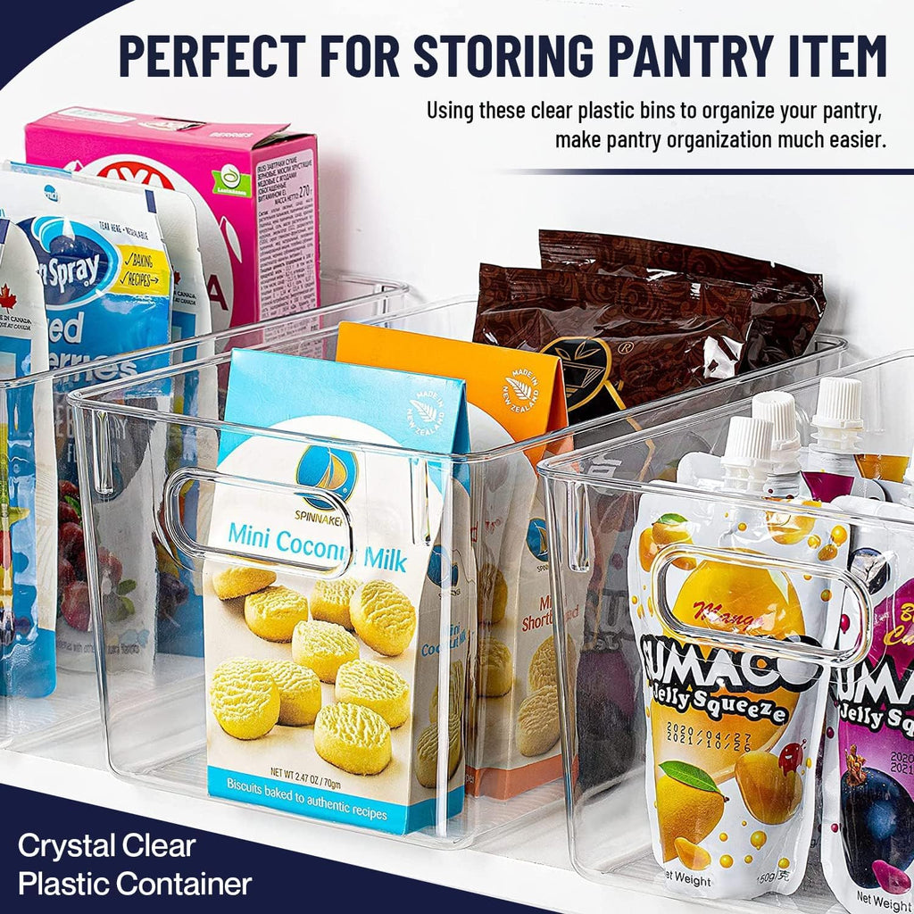 Clear Plastic Storage Bins with Lids, Perfect Organization or Pantry Organization and Storage, Stackable Fridge