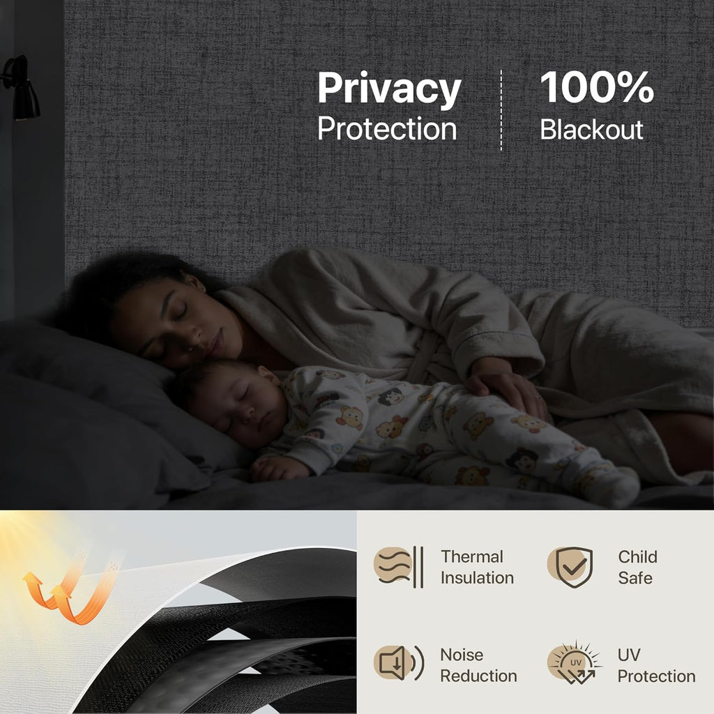 100% Blackout Roller Window Shades, Window Blinds Cordless with Thermal Insulated, UV Protection Fabric, Mini French