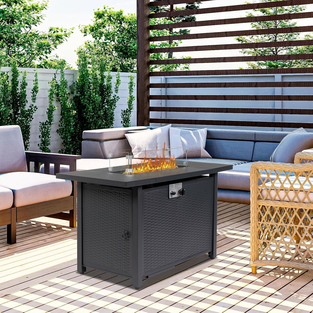 Propane Fire Pit Table, 50,000 BTU Gas Fire Pit, Patio Outdoor Fire Table, 43 Inch Rectangle Gas Firepits for