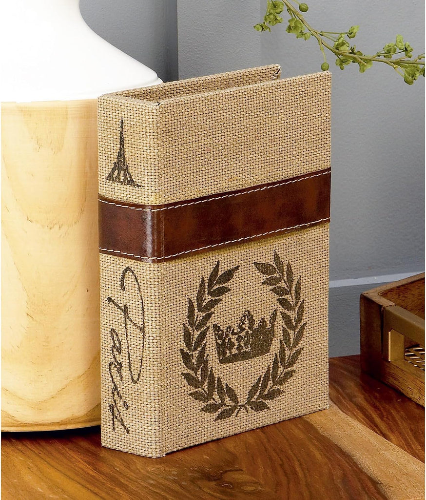 Decorative Book Boxes Set of 3 - Modern Faux Linen & Wood Hidden Storage Boxes for Coffee Table - Stackable Fake