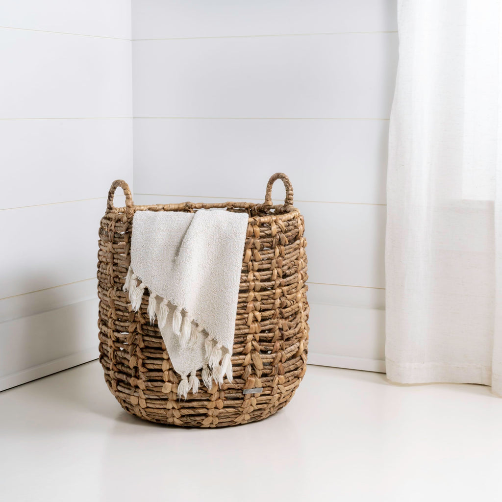 Laurel Hand-Woven Abaca Storage Basket 19", Natural