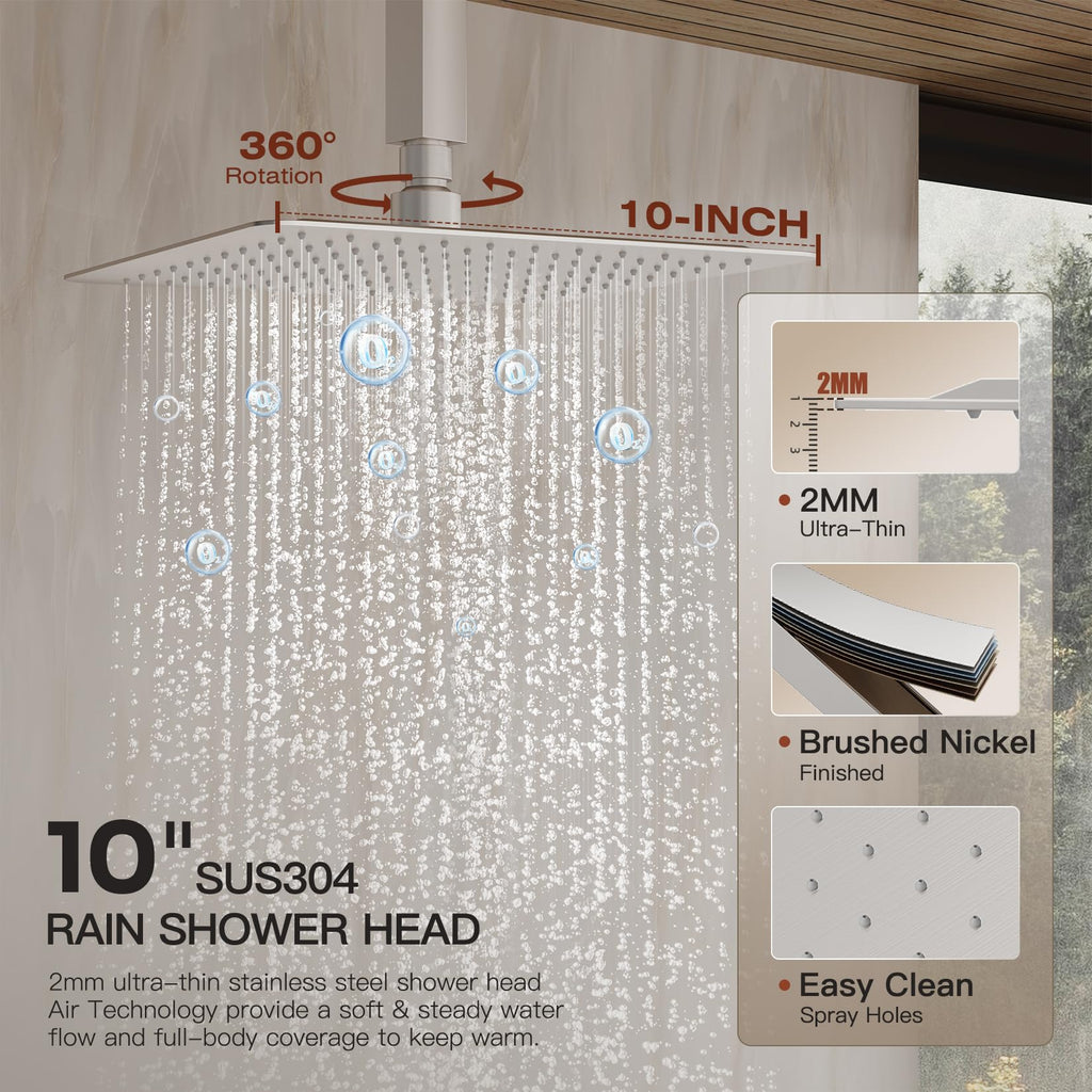 Shower System, All Metal Dual Rain Shower Head with Handheld